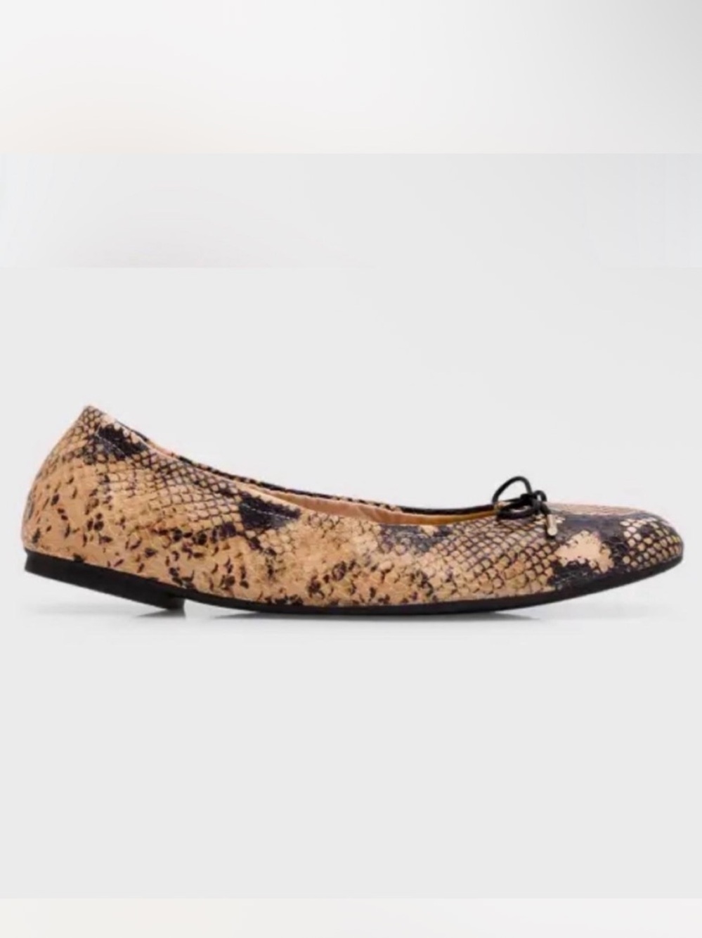 Stuart Weitzman Snake-Print Ballet Flats in Beige